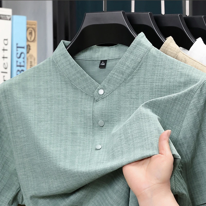 Home Textiles - Yazlık Dik Yaka Yarım Düğmeli Erkek
