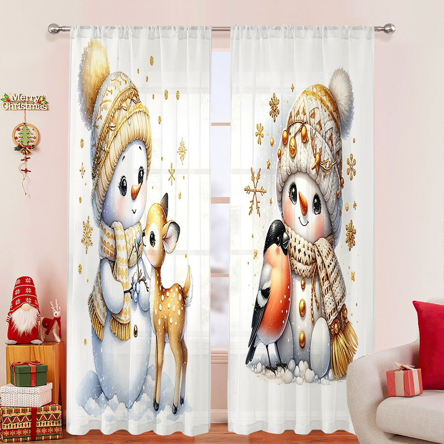 Curtain Sheer Voile - 2 Adet Dijital Baskı Şeffaf Perde,