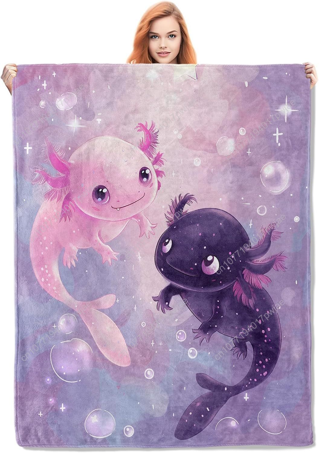 Home Of Textiles - Axolotl Battaniyesi Sevimli Axolotllar Flanel Battaniyeler