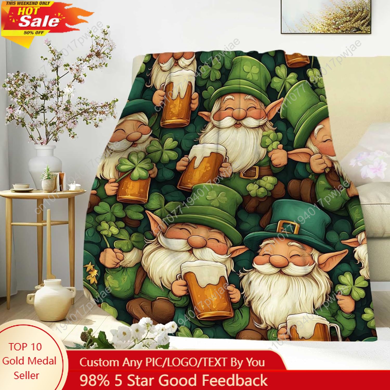 Home Of Textiles - Aziz Patrick Günü Gnome Battaniyesi, Bira