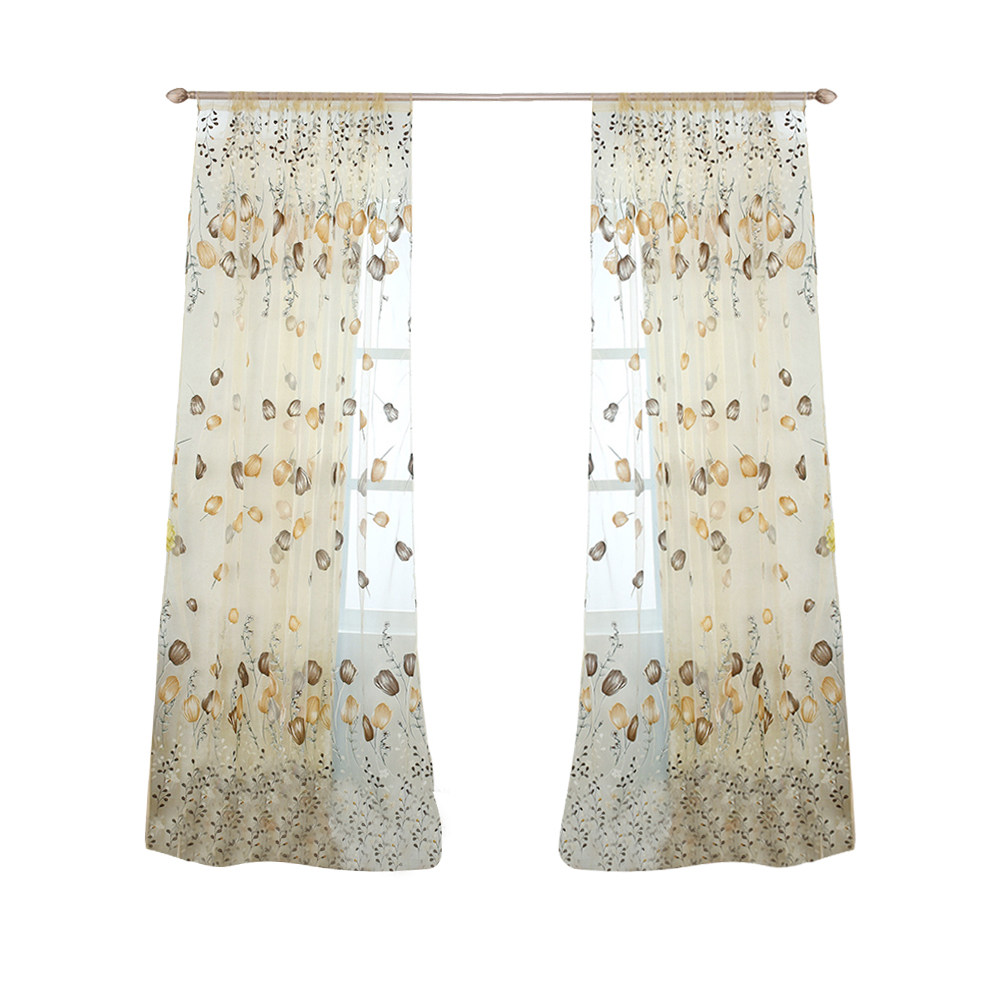 Curtain Sheer Voile - 100x200 cm Lale Vual Perdeler Yarı