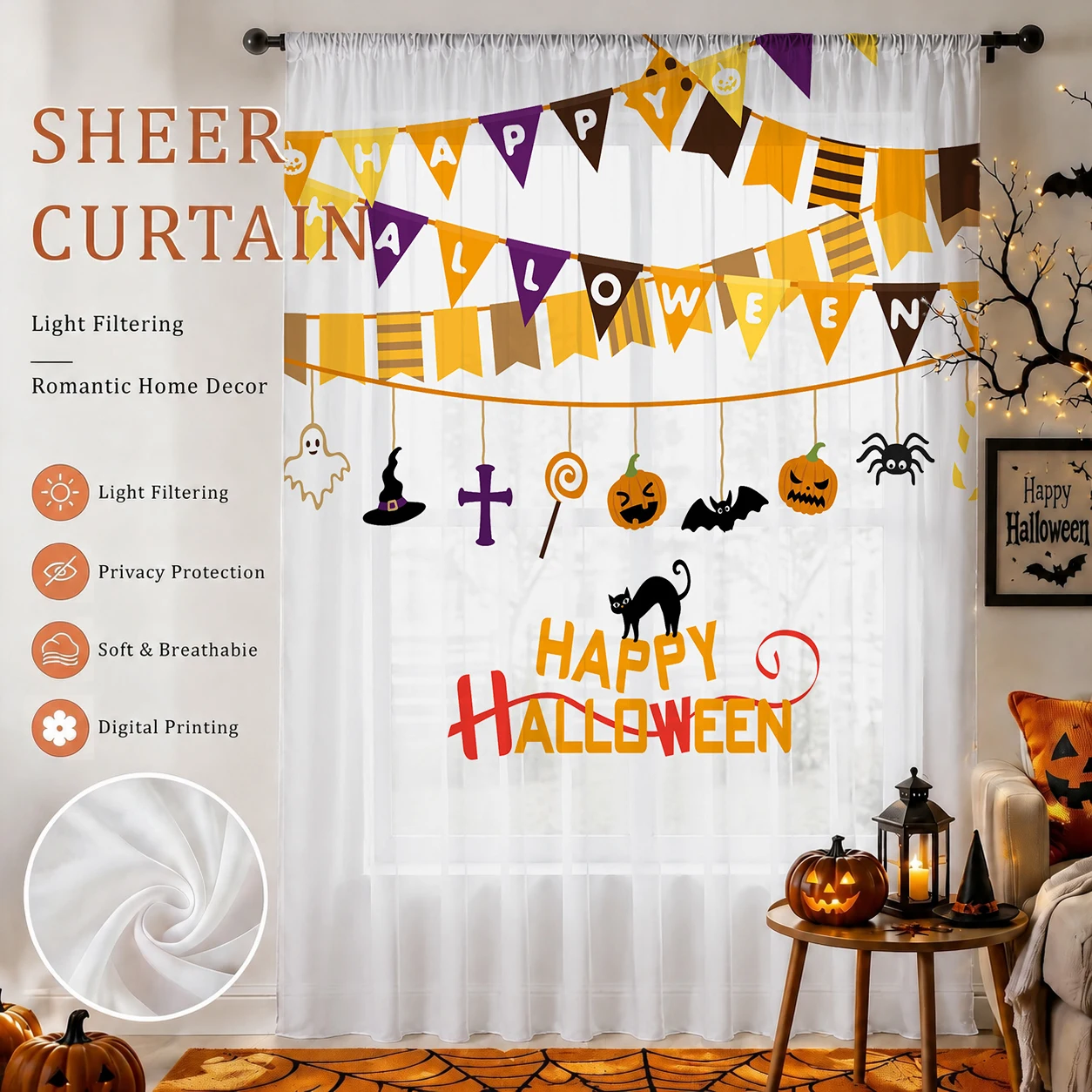 Cadılar Bayramı Festivali Şeff - Curtain Sheer Voile incelemesi ve fiyatı