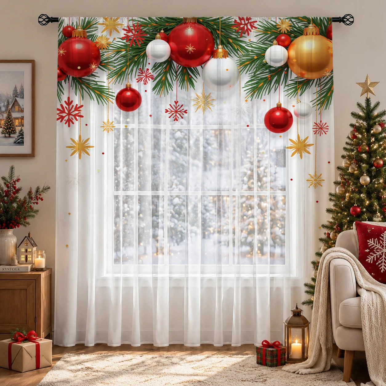 Noel Günü Gradyanlı Şeffaf Per - Curtain Sheer Voile incelemesi ve fiyatı