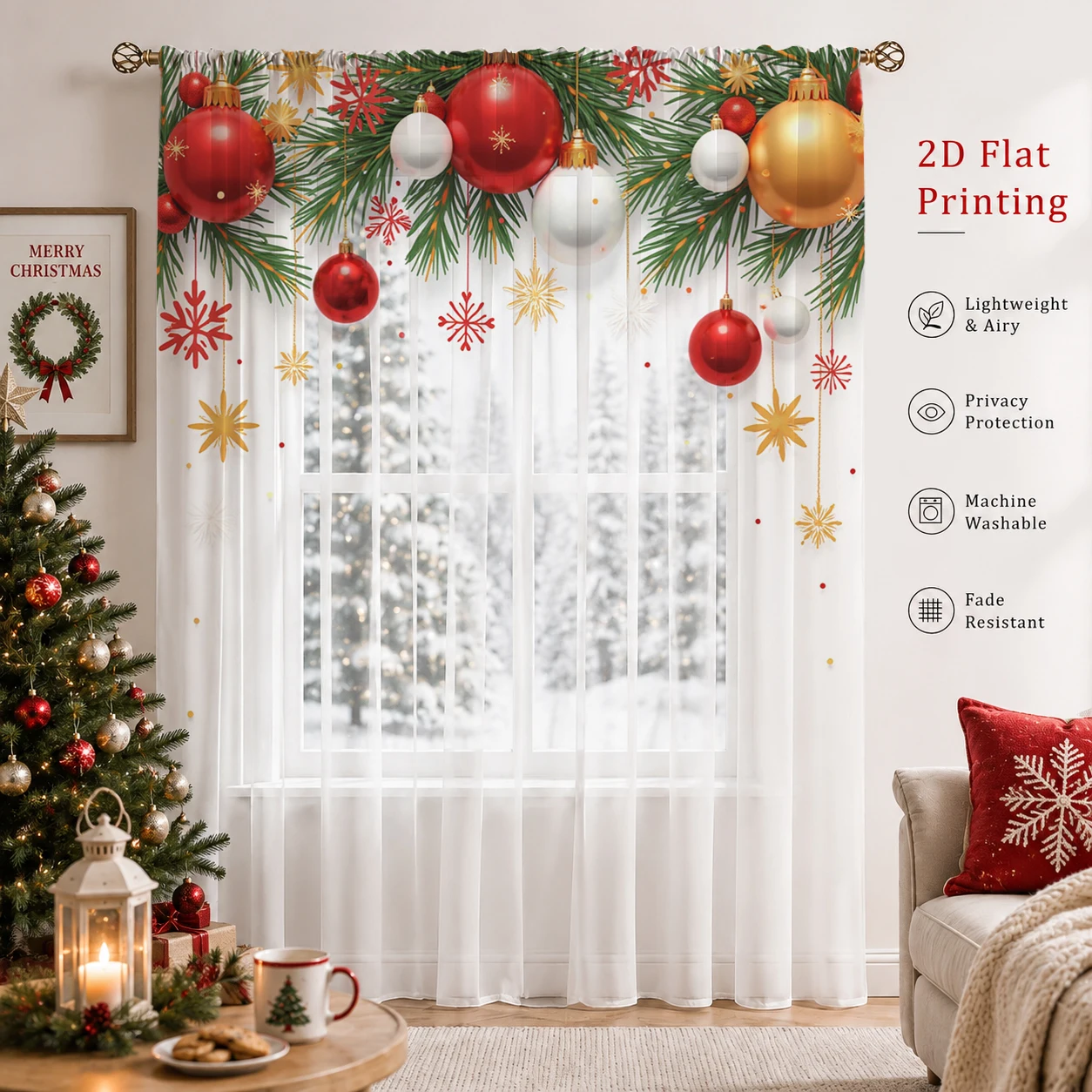 Noel Günü Gradyanlı Şeffaf Per - Curtain Sheer Voile incelemesi ve fiyatı