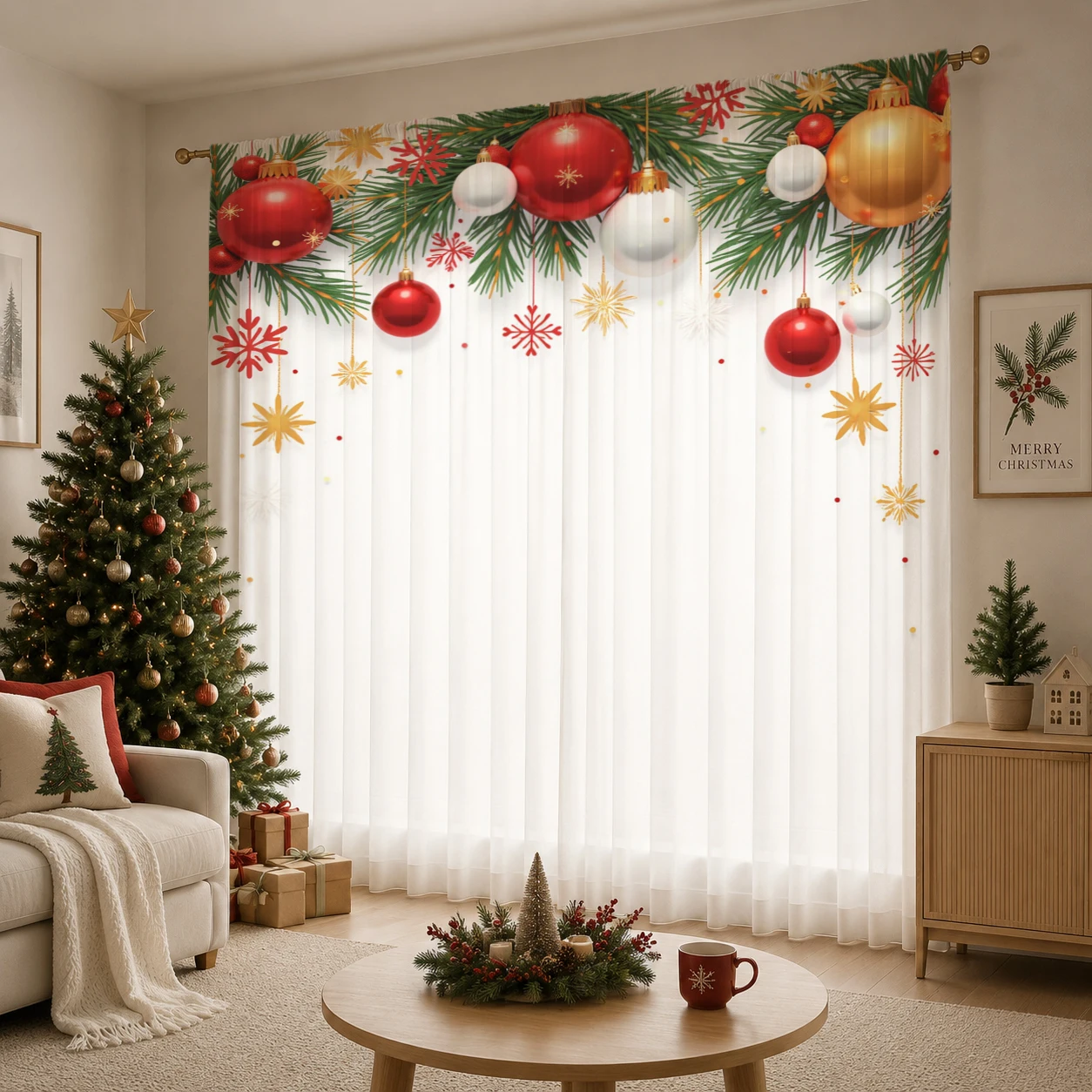Noel Günü Gradyanlı Şeffaf Per - Curtain Sheer Voile incelemesi ve fiyatı