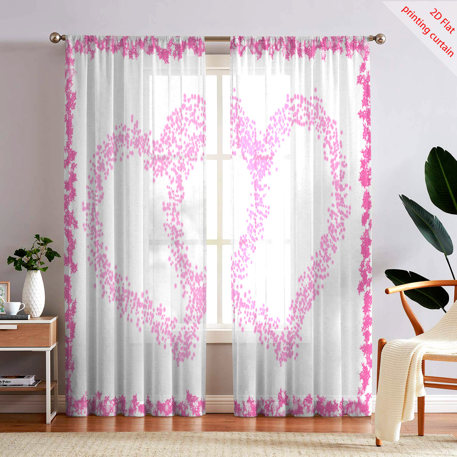 Kalp Şeklinde Baskılı Şeffaf G - Curtain Sheer Voile incelemesi ve fiyatı
