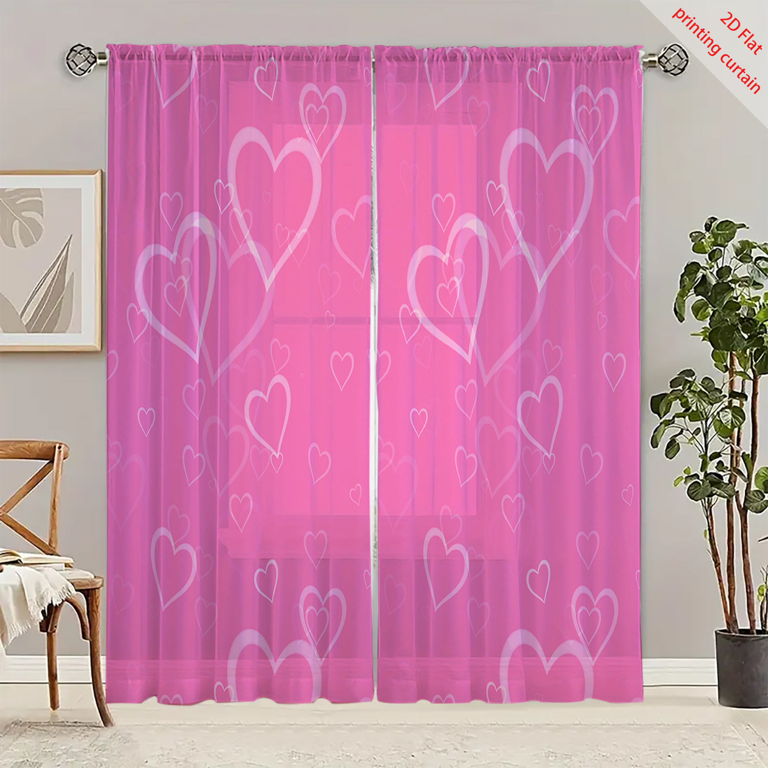 Kalp Şeklinde Baskılı Şeffaf G - Curtain Sheer Voile incelemesi ve fiyatı