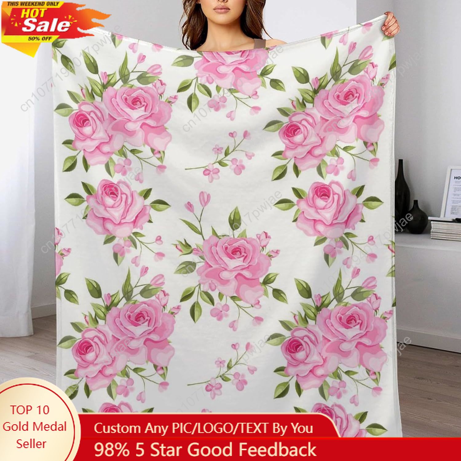 Pembe Çiçekli Battaniye Çiçek  - Home Of Textiles incelemesi ve fiyatı