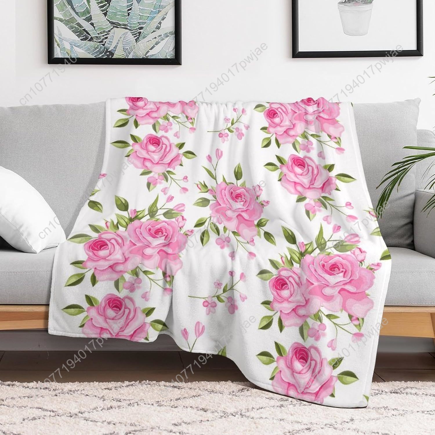 Pembe Çiçekli Battaniye Çiçek  - Home Of Textiles incelemesi ve fiyatı