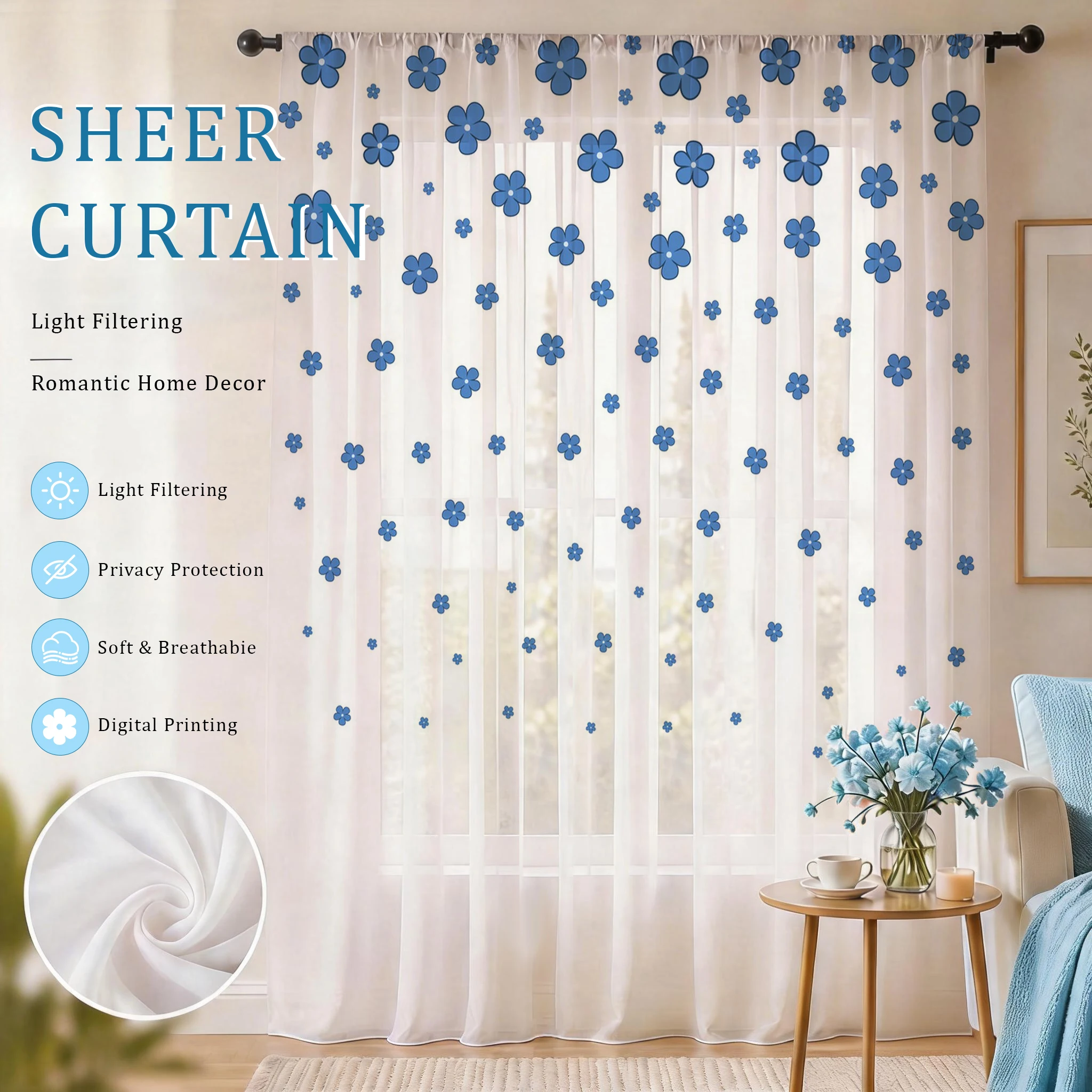 Açık Mavi Modern Gradyanlı Şef - Curtain Sheer Voile incelemesi ve fiyatı