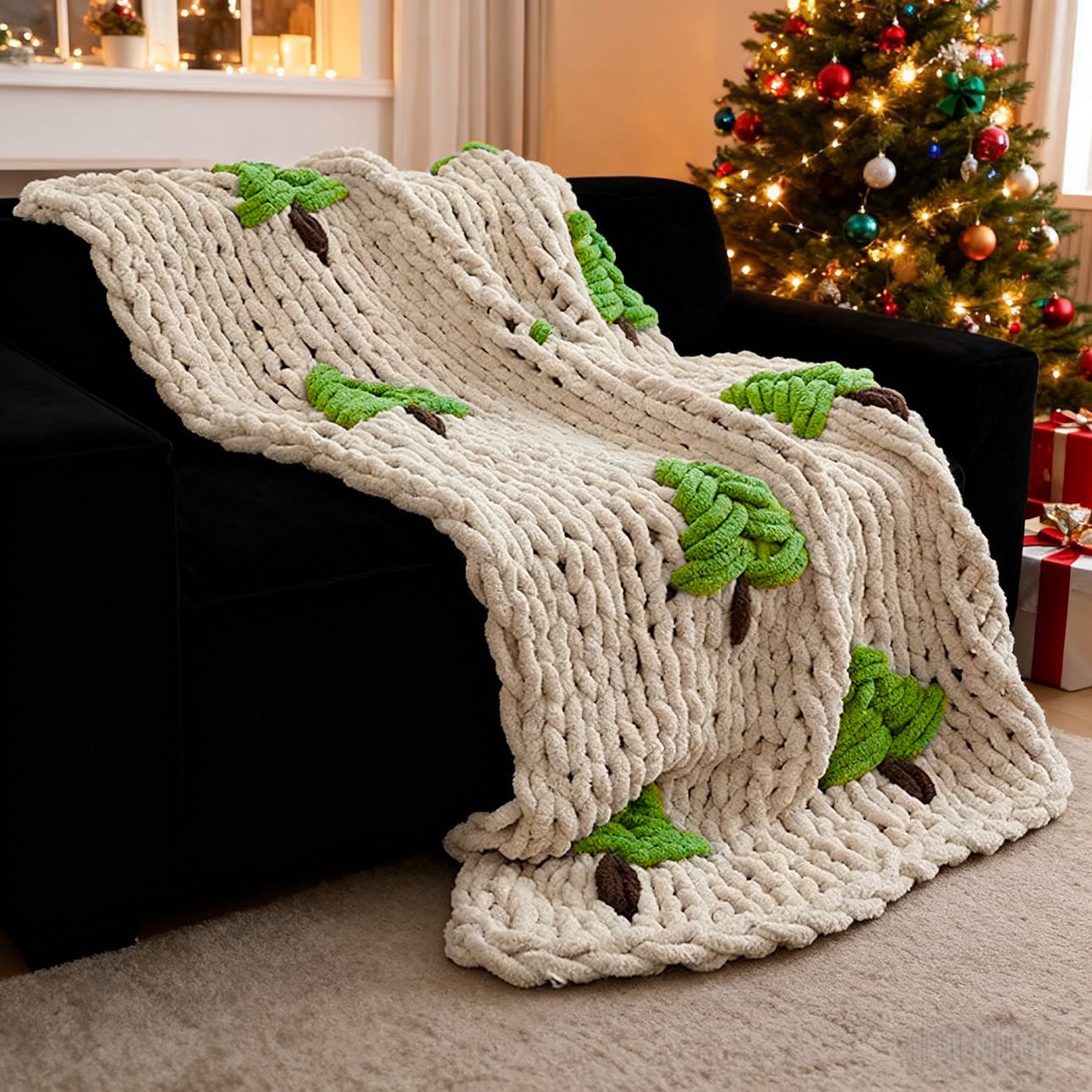 El örgüsü yatak örtüsü Noel ağ - Throw Blanket Chunky Knit incelemesi ve fiyatı