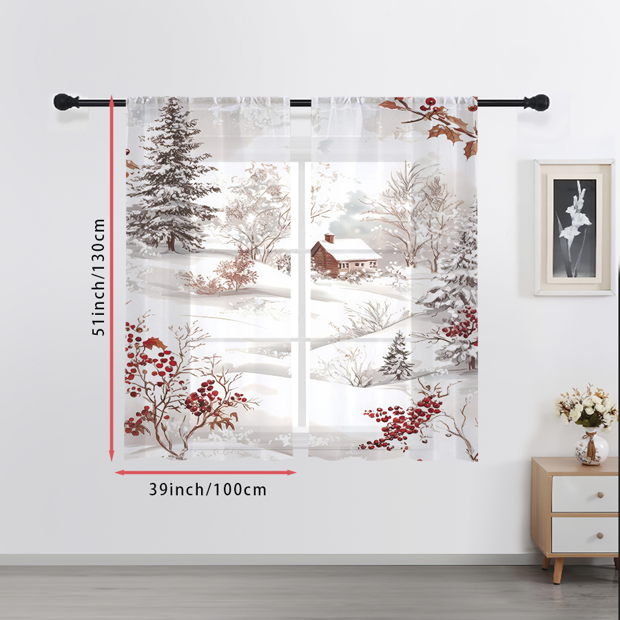 2 Adet Şeffaf Perde Kış Kar Kö - Curtain Sheer Voile incelemesi ve fiyatı
