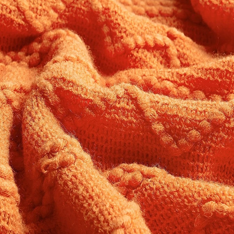 Turuncu Örme Püsküllü Battaniy - Throw Blanket Chunky Knit incelemesi ve fiyatı