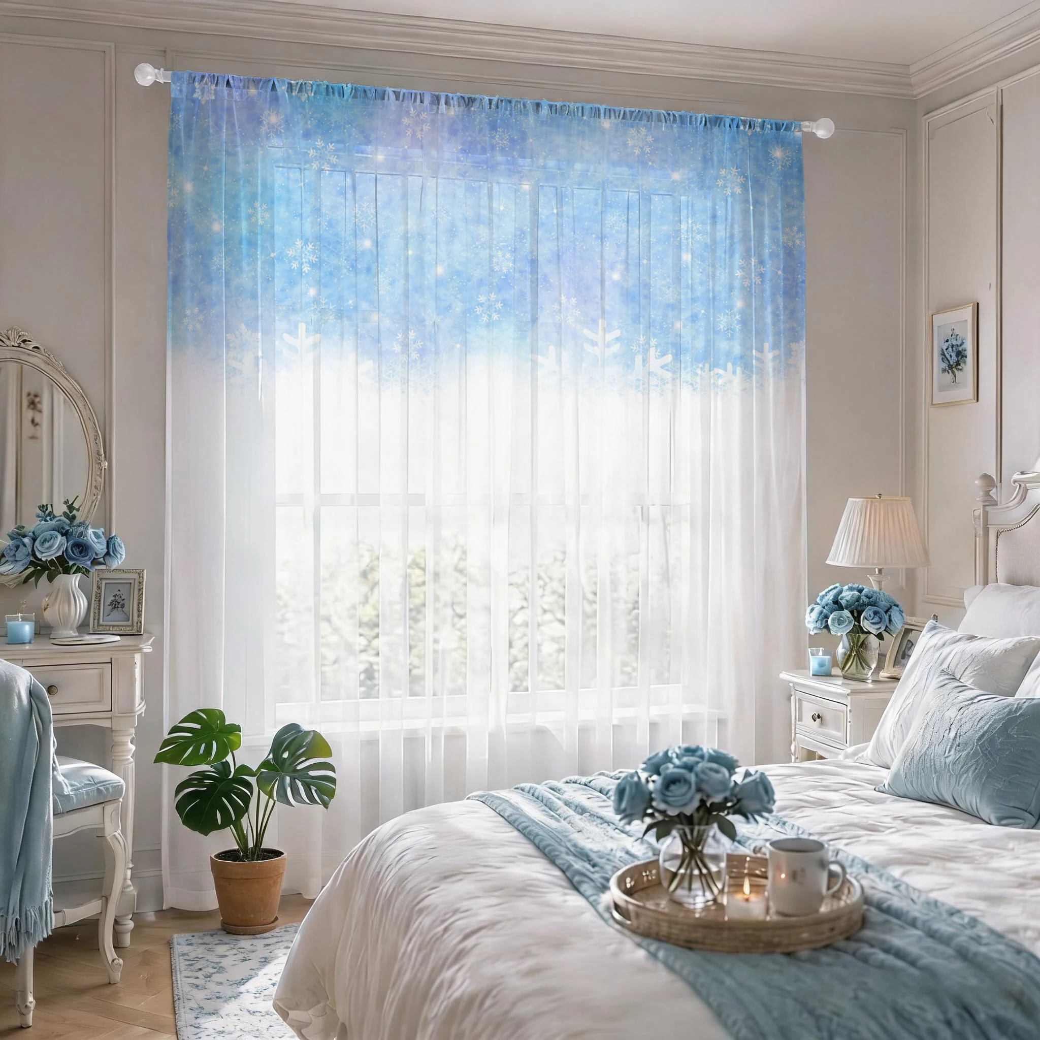 Çiçekli Gradyanlı Şeffaf Perde - Curtain Sheer Voile incelemesi ve fiyatı