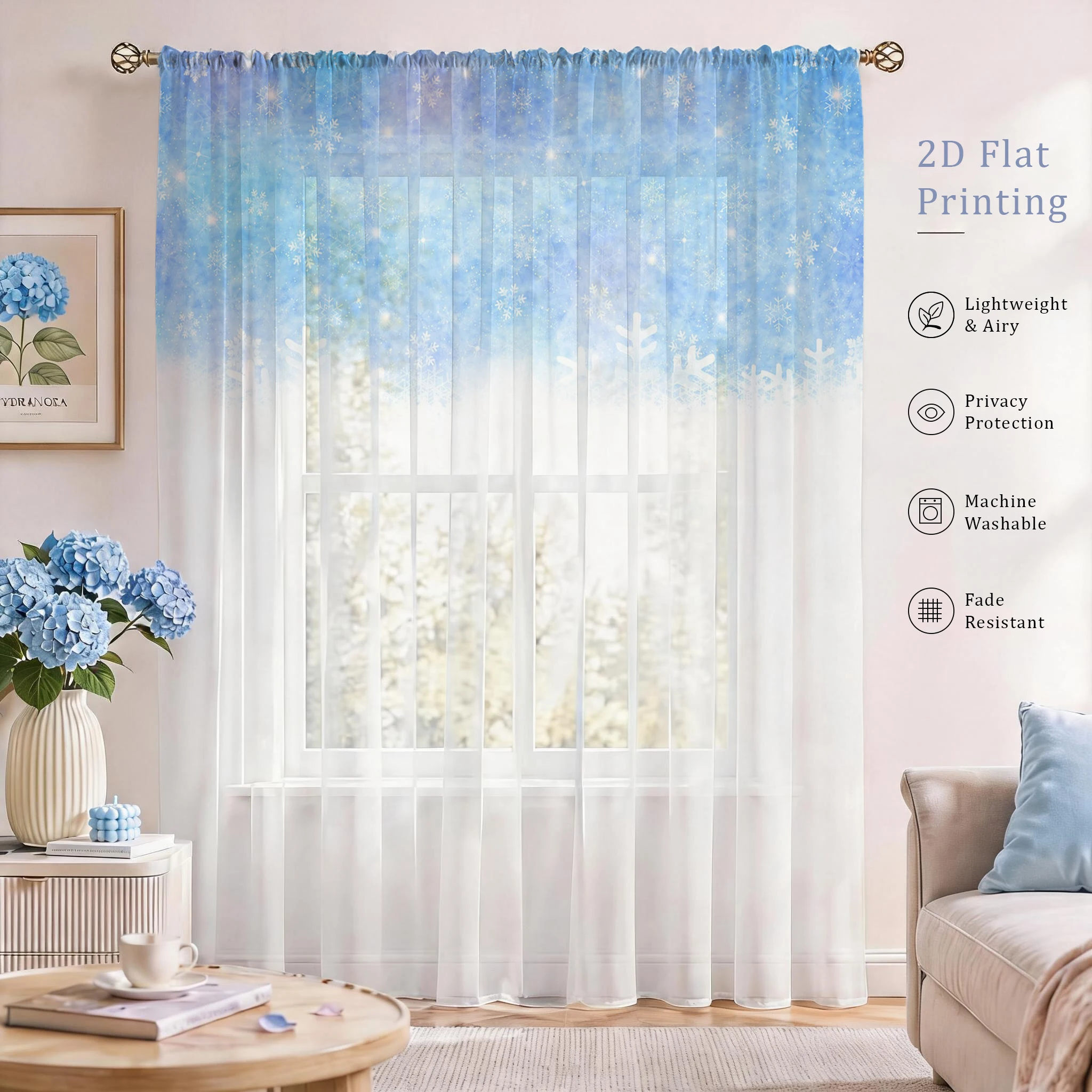 Çiçekli Gradyanlı Şeffaf Perde - Curtain Sheer Voile incelemesi ve fiyatı